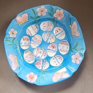 Vintage Gates Ware Devil Eggs Plate Platter Hand Painted by Laurie Gates Easter